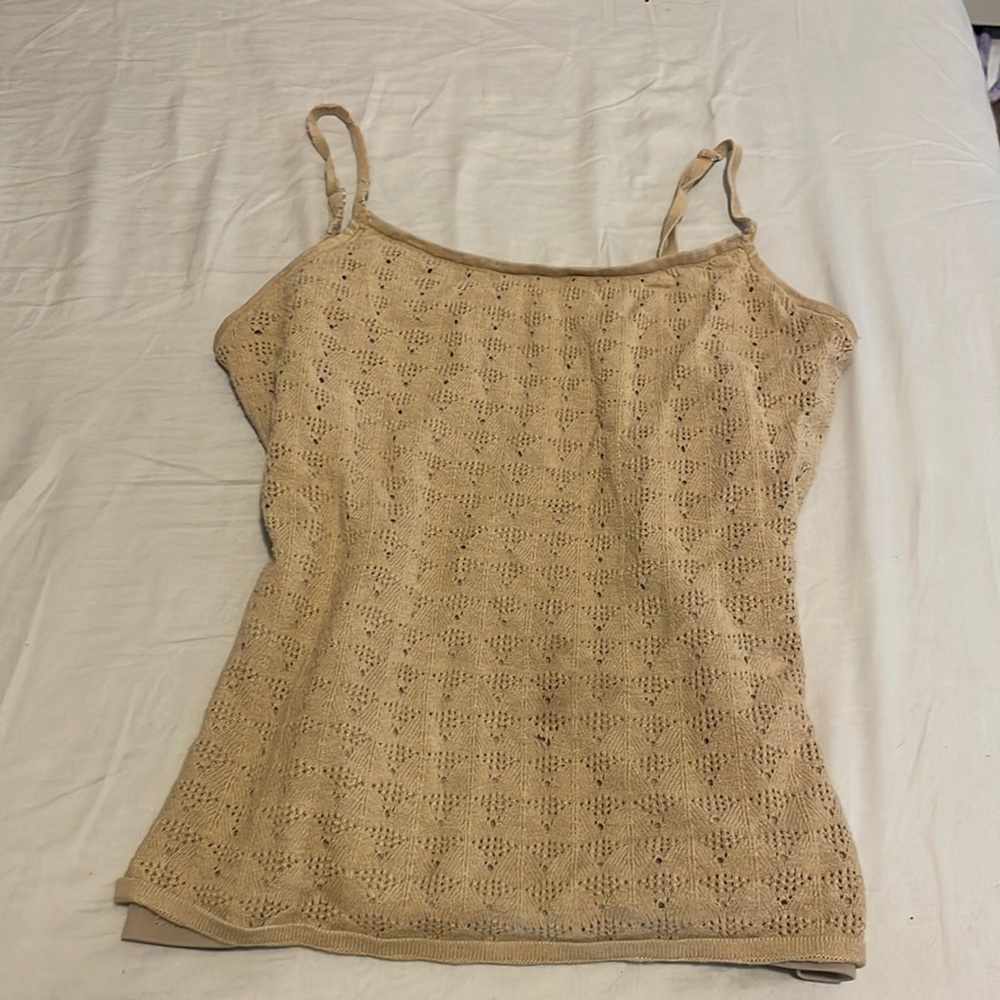 Tan tank top w pattern-size small